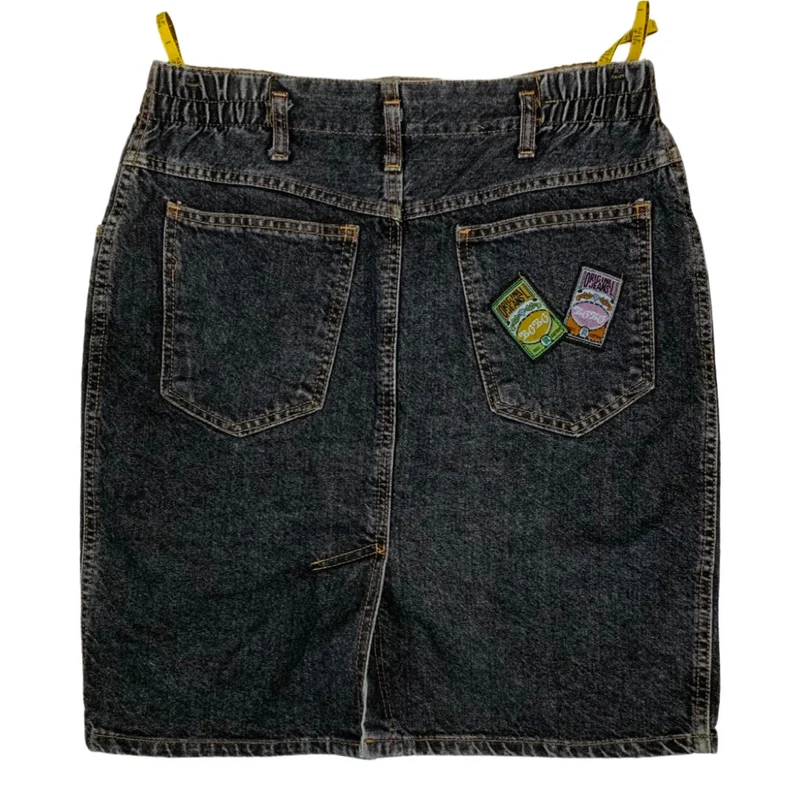 Vintage 90s Black Denim Mini Skirt 12