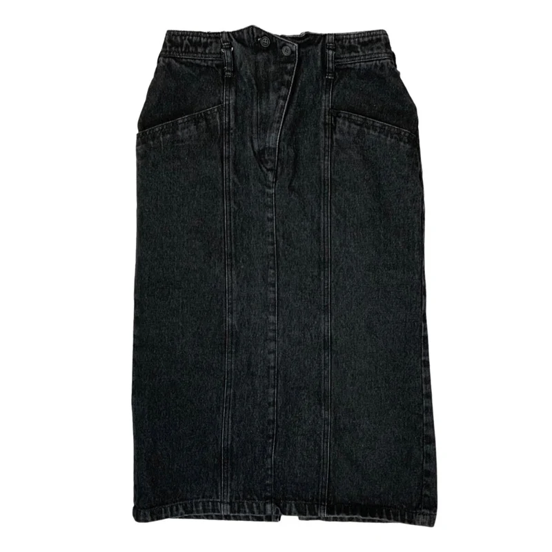 Vintage 90s Black Denim Skirt 10