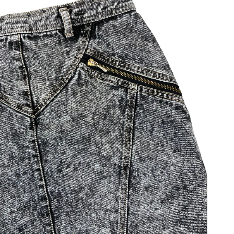 Vintage 90s Acid Wash Grey Denim Skirt 10