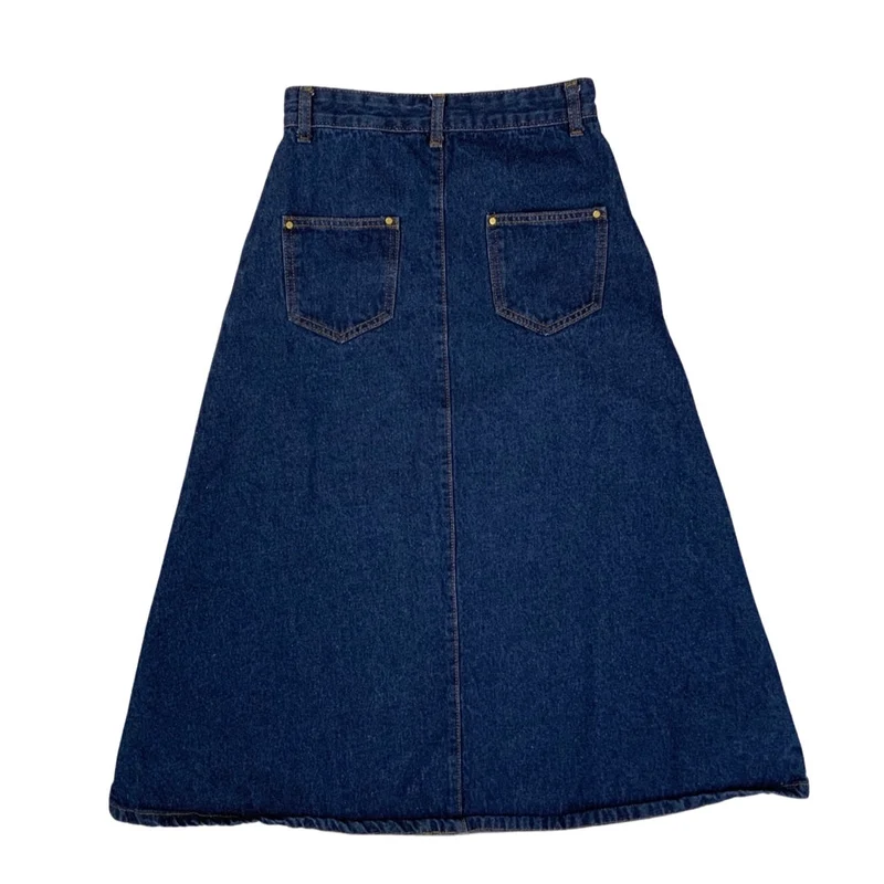 Vintage 80s 90s Blue Denim Skirt 6 8