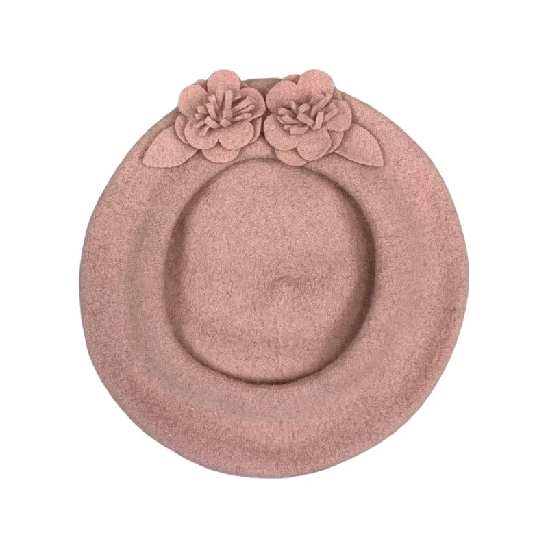 Vintage Pale Pink Appliqué Flower Beret