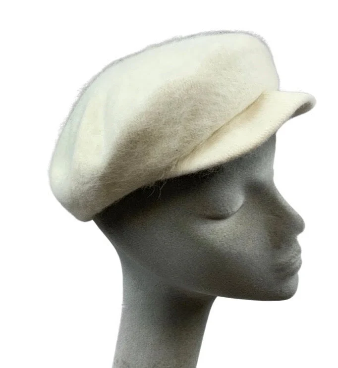 Vintage White Angora Peaked Beret