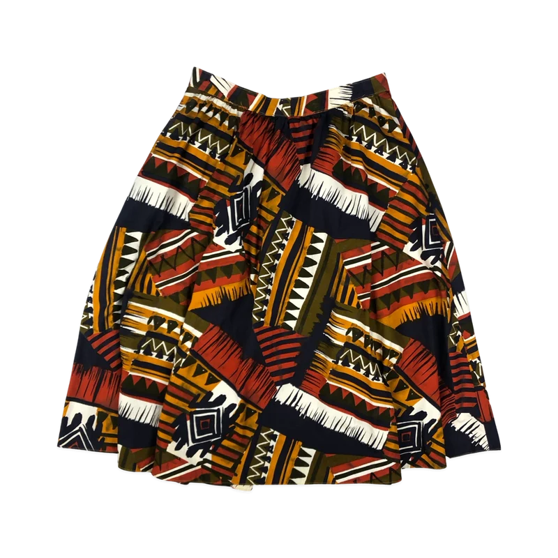 Vintage 80s 90s Abstract Print Button down Skirt 12
