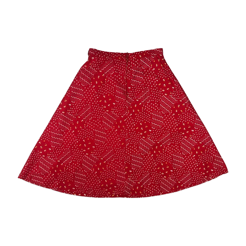 Vintage 70s Red Floral Print Skirt 8