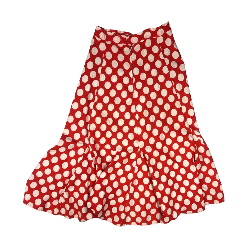 Vintage 60s 70s Polka Dot Print Skirt 8