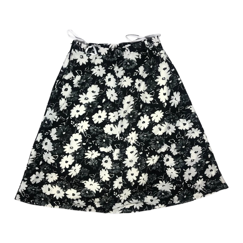 Vintage 60s 70s Black Floral Skirt 12