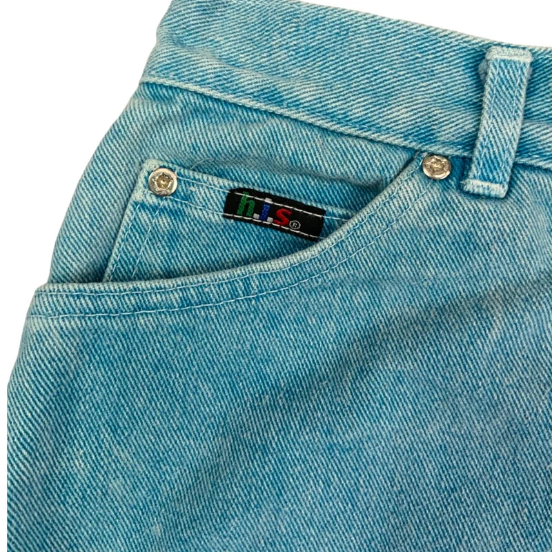 Vintage 90s Denim Mini Skirt Aqua Blue 8
