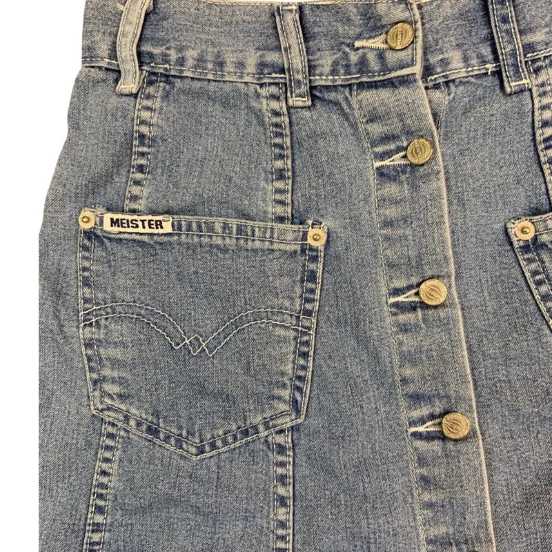 Vintage 90s Button Down Denim Mini Skirt 8