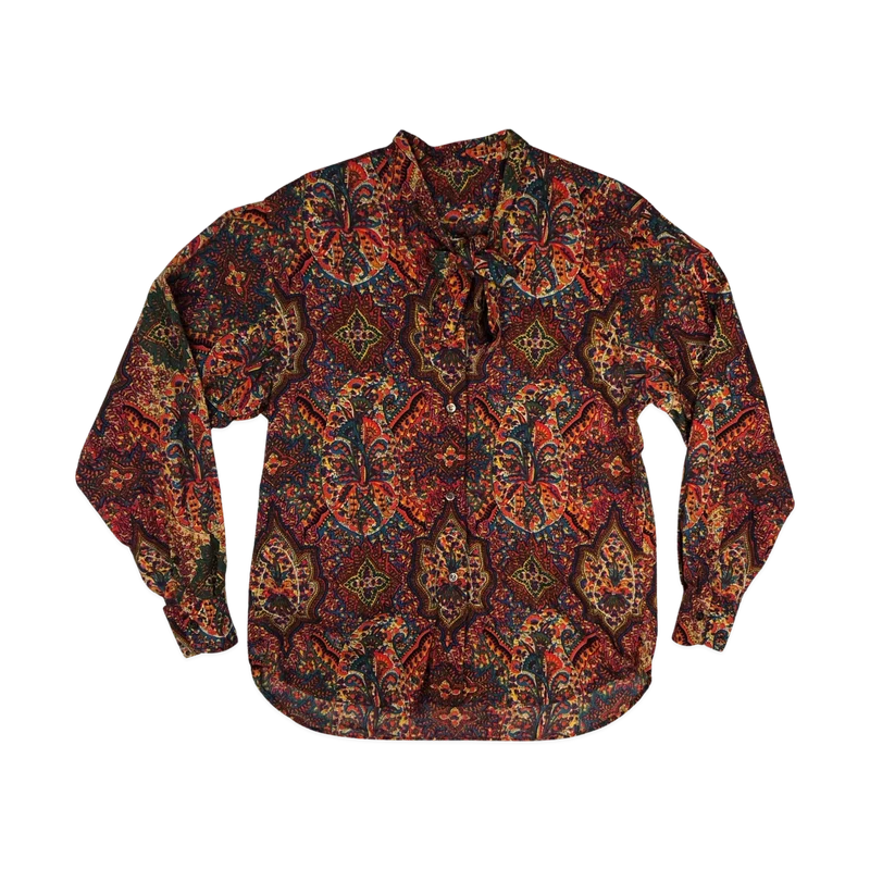 Vintage 80s 90s Paisley Print Multicolour Blouse 16