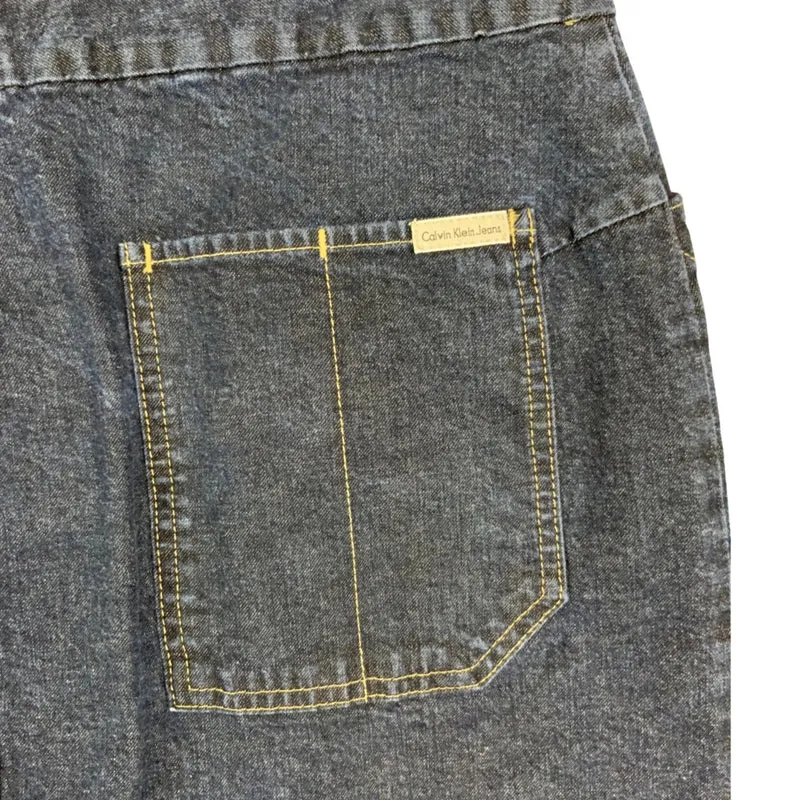 Vintage Y2K Calvin Klein Button Down Dark Blue Denim Skirt 12