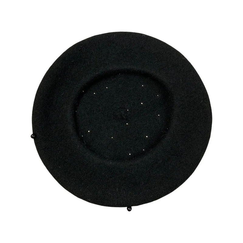 Vintage Black Beaded Beret
