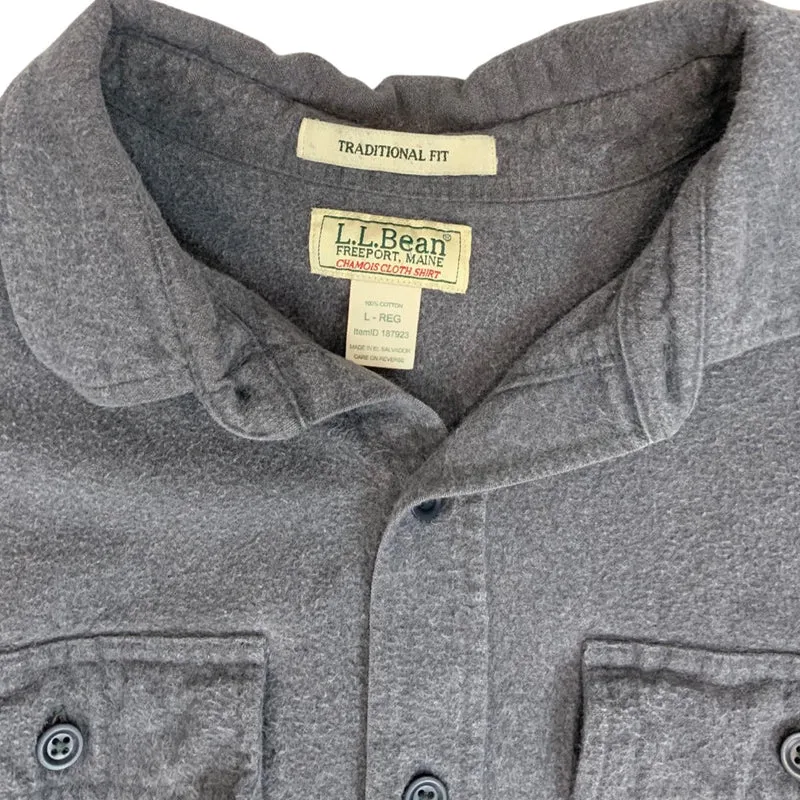 Vintage USA Imported LL Bean Grey Flannel Shirt L