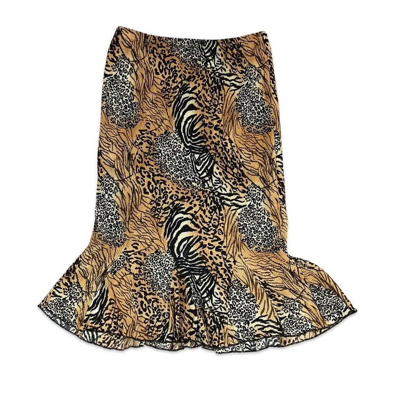 90s Animal Print Mermaid Midi Skirt