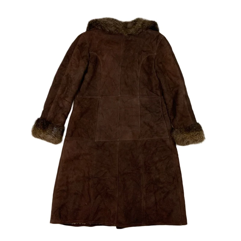 Vintage Animal Print Faux Fur Shearing Coat Sheepskin Jacket M 12 14