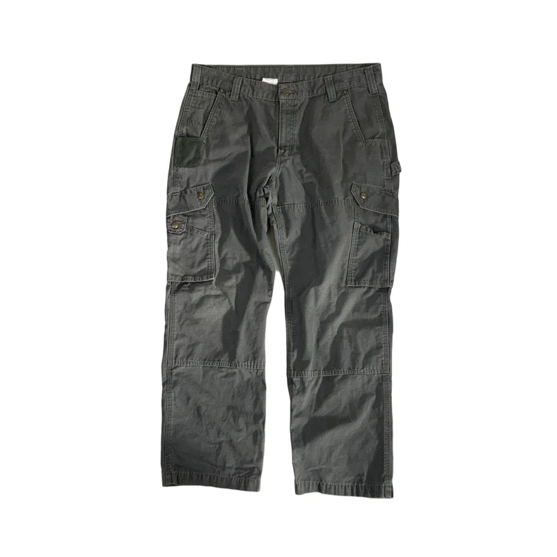 Vintage Green Relaxed Fit Workwear Cargo Trousers 38W 30L