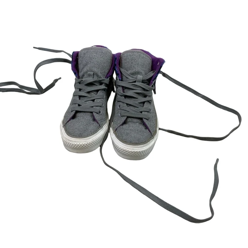 Vintage 90s Chuck Taylor Converse Grey Purple High-Top Trainers UK4