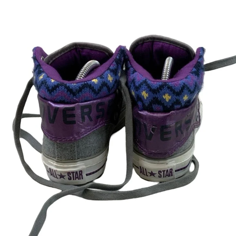 Vintage 90s Chuck Taylor Converse Grey Purple High-Top Trainers UK4