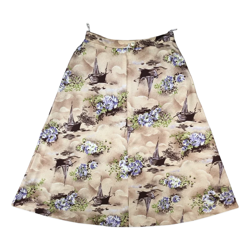 Vintage 70s Abstract Print Skirt 8
