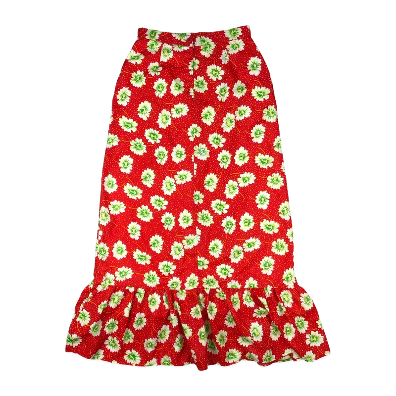 Vintage Red Floral Print Skirt 10