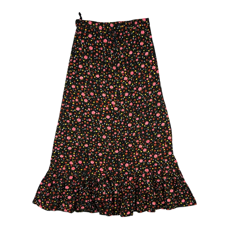 Vintage 60s 70s Black Floral Print Maxi Skirt 4