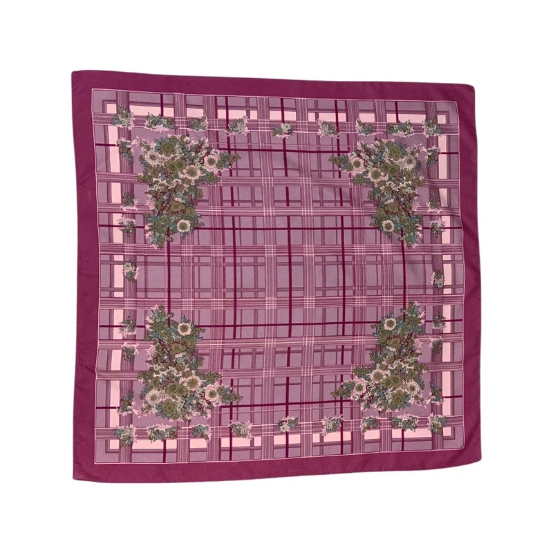 Vintage Pink Floral Striped Scarf