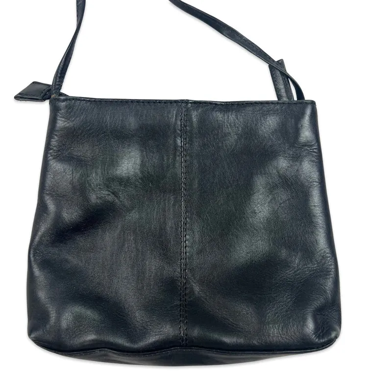 90s Y2K Black Small Leather Crossbody Handbag