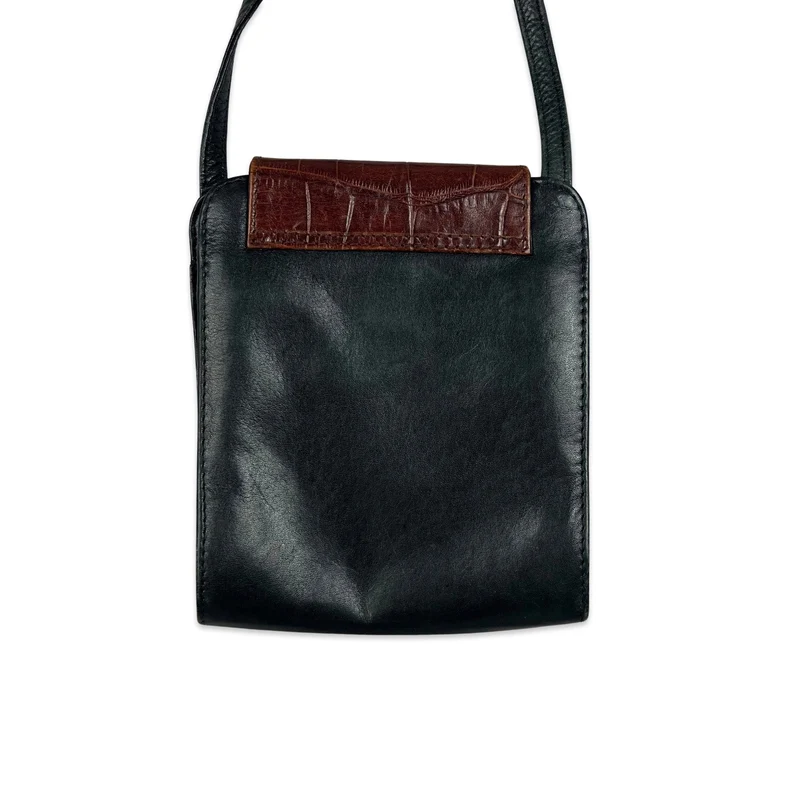 Vintage Black Brown Crossbody Leather Handbag