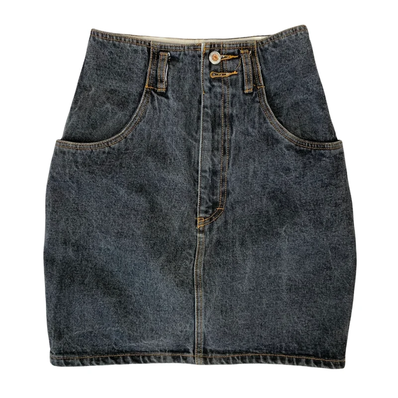 Vintage 90s Denim Skirt Grey Black 6