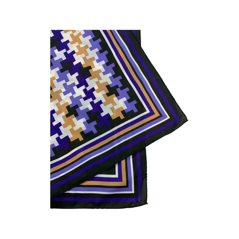 Vintage Black, Beige, and Purple Geometric Pattern Scarf