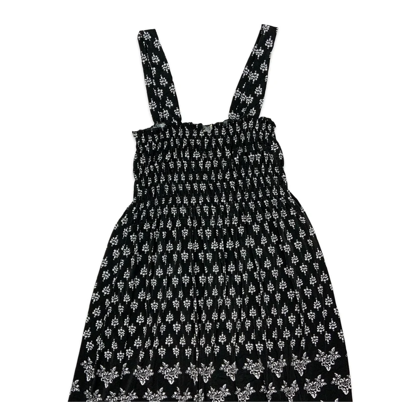 Vintage Black & White Floral Sun Dress 8 10 12