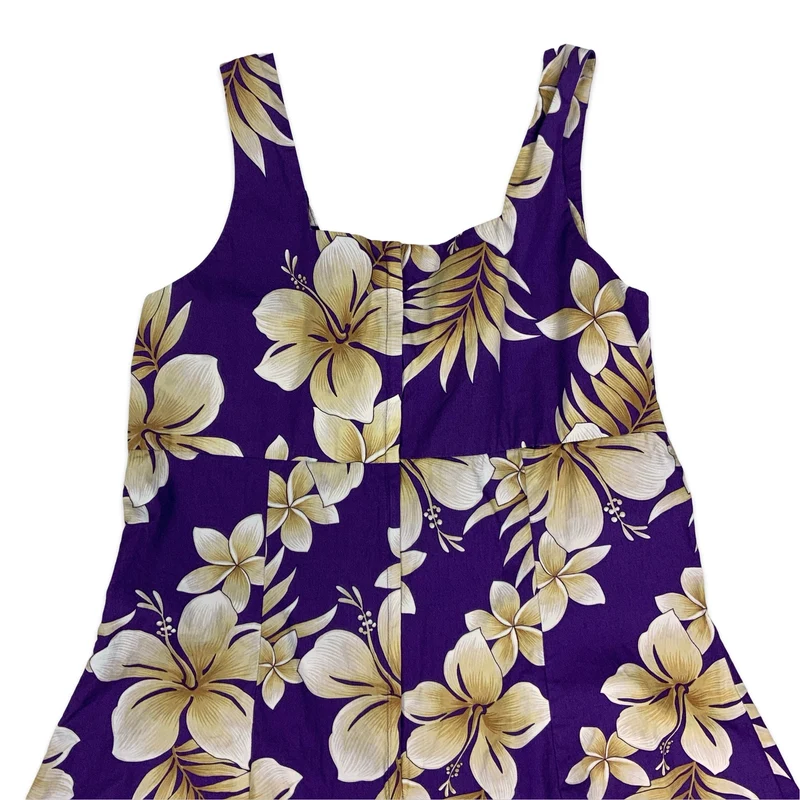 Vintage Purple & Beige Floral Summer Dress 10
