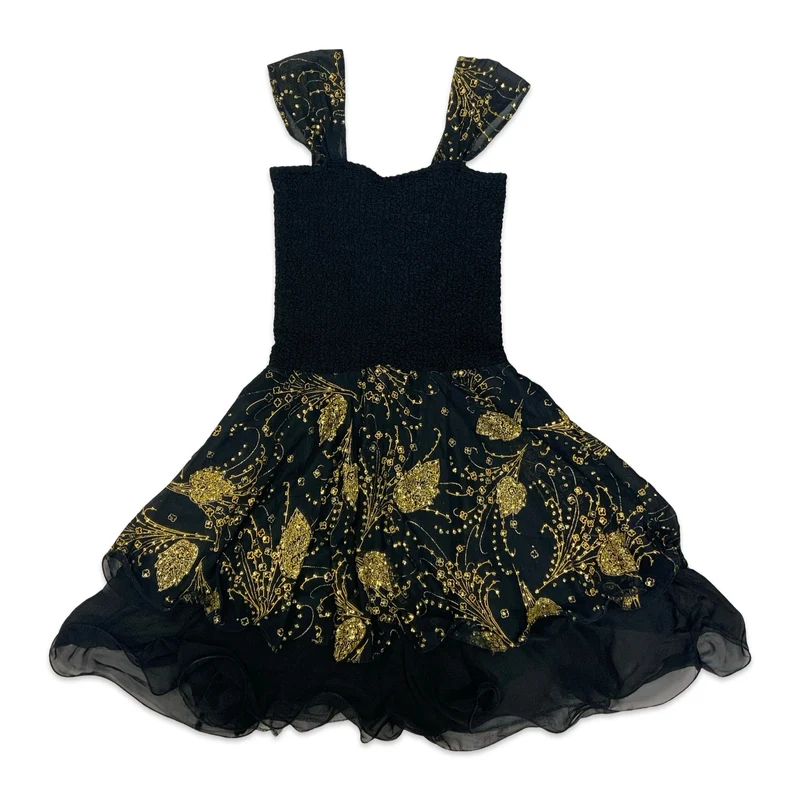 Vintage Black & Gold Baby Doll Dress 8