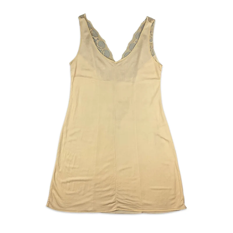 90s Light Peach Lace Slip Dress