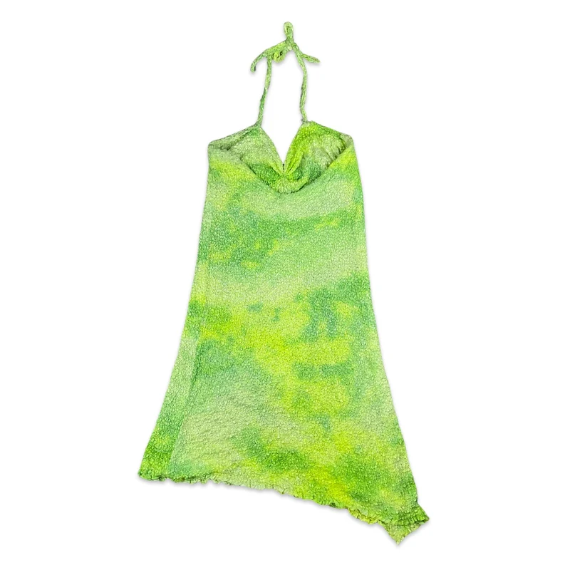 90s Lime Green Halter Neck Dress