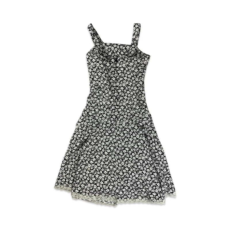 Black & White Floral Print Strappy Midi Dress 4