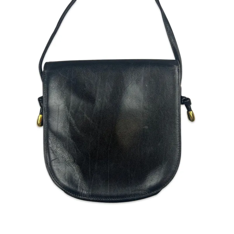 Vintage 90s Black Gold Crossbody Handbag
