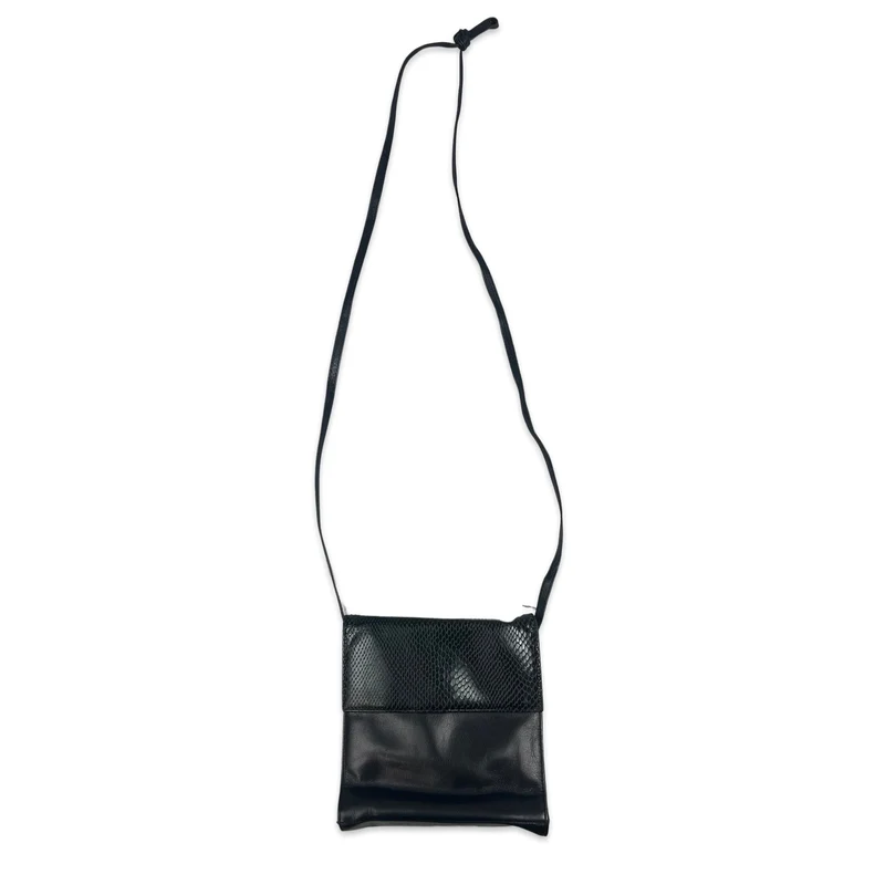 Vintage 90s Black Snake Print Crossbody Handbag