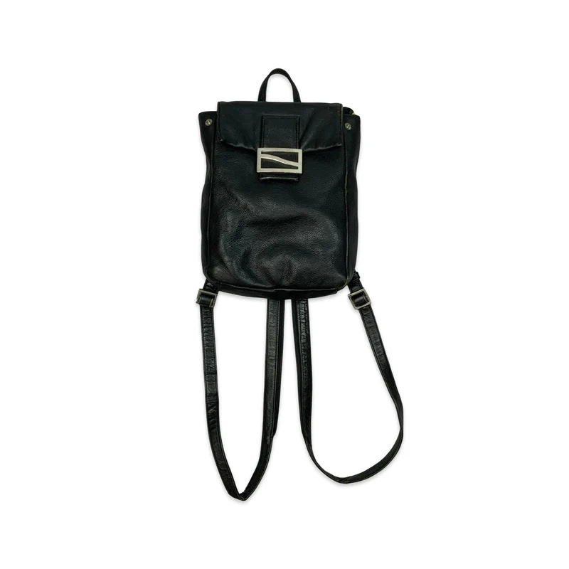 90s Black Leather Back Pack