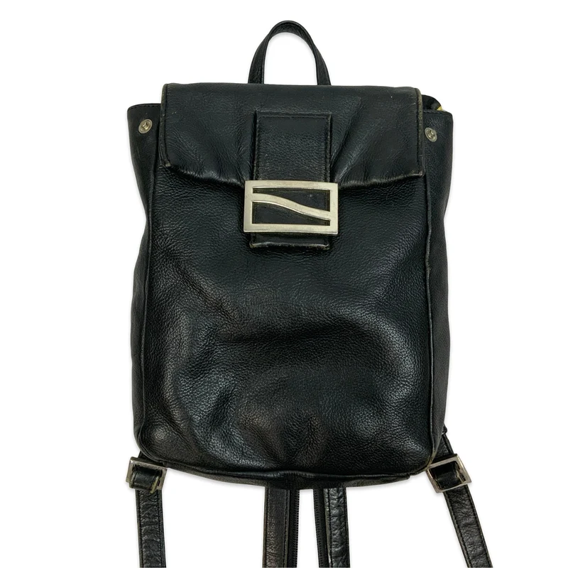 90s Black Leather Back Pack