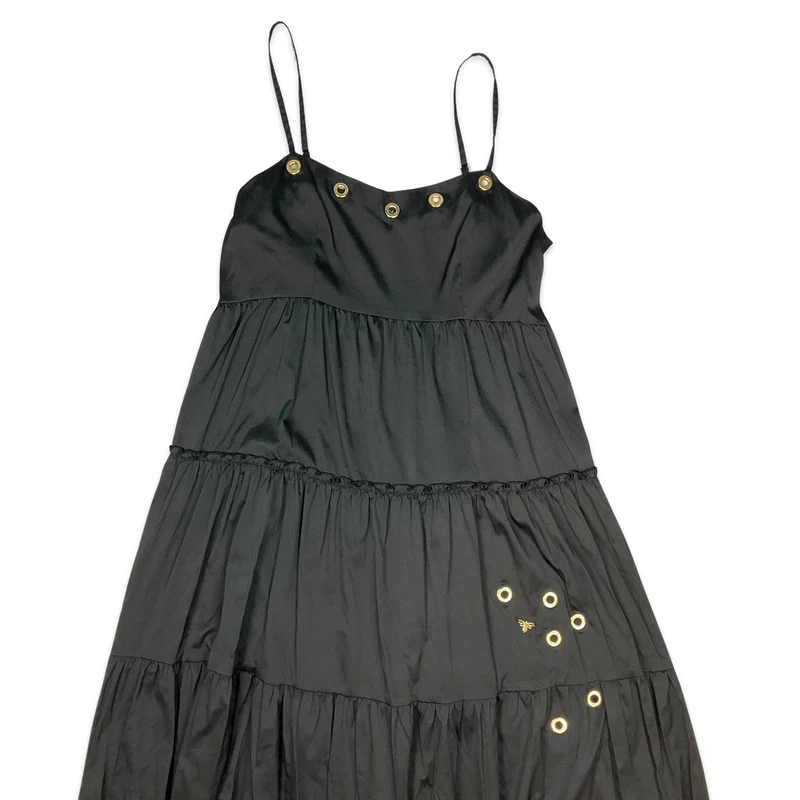 Preloved Black Tiered Pleated Maxi Dress 10 12