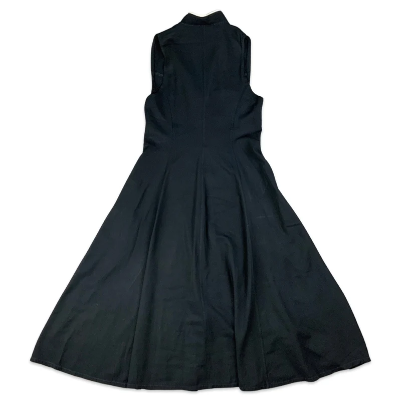 Vintage 90s Black Button Up Maxi Dress 8 10