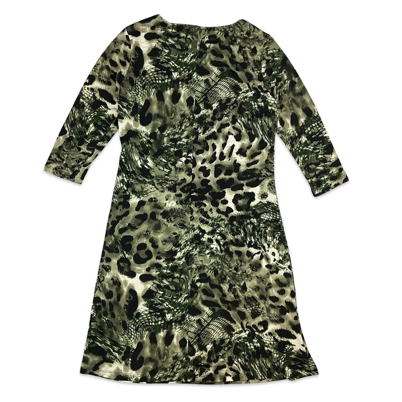 90s Y2K Green & Black Animal Print Midi Dress