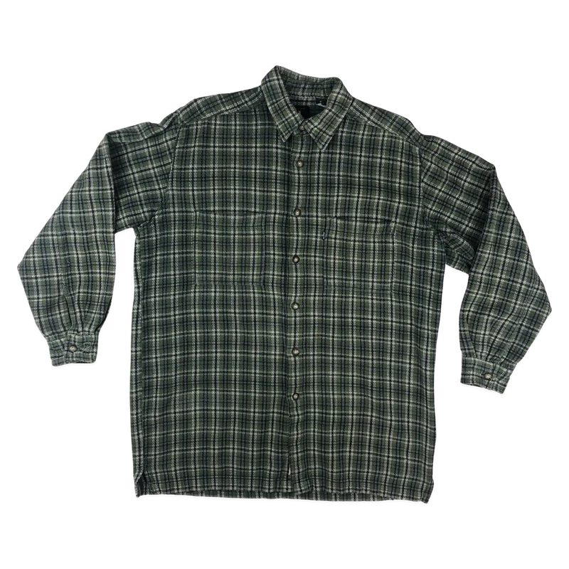 Vintage Levi's Green Plaid Textured Flannel Shirt XL