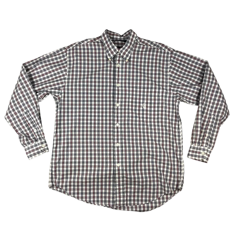 Vintage Nautica White, Blue, and Red Plaid Shirt L