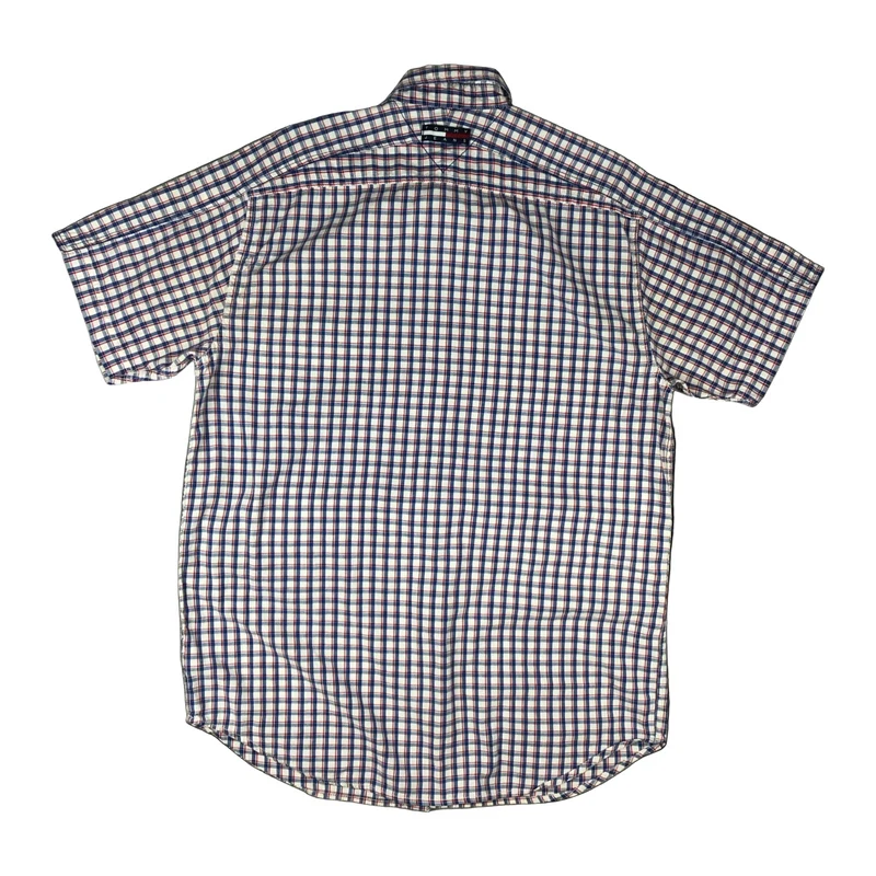 Vintage 1990s Tommy Jeans Red White Blue Button-Up Short Sleeve Casual Shirt