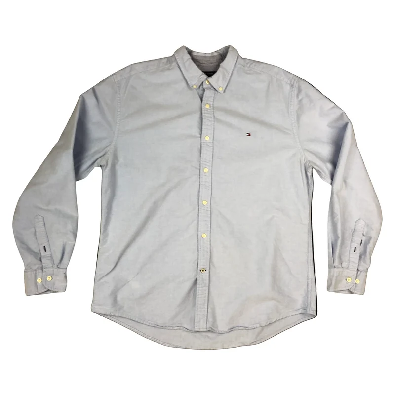 Vintage Tommy Hilfiger Blue Button-Up Long Sleeve Casual Formal Shirt XXL