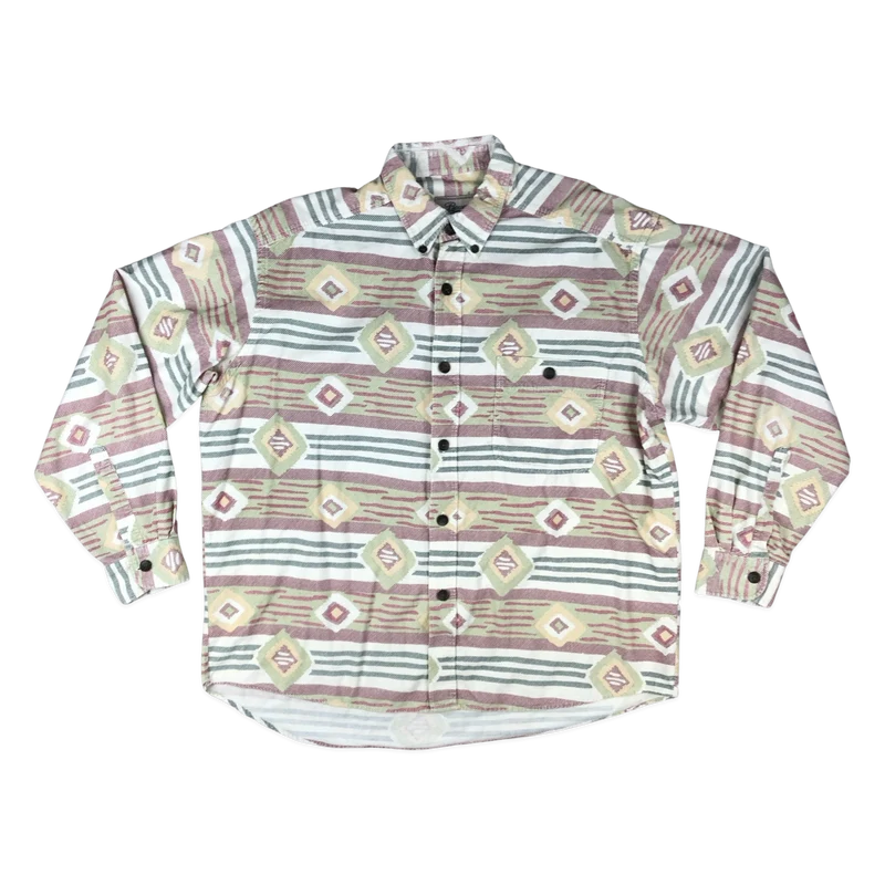 Vintage Aztec Style Pattern Corduroy Shirt XL XXL