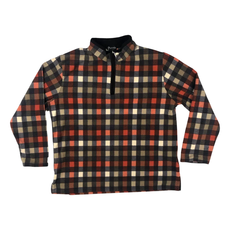 Vintage Plaid Pattern Print Fleece M