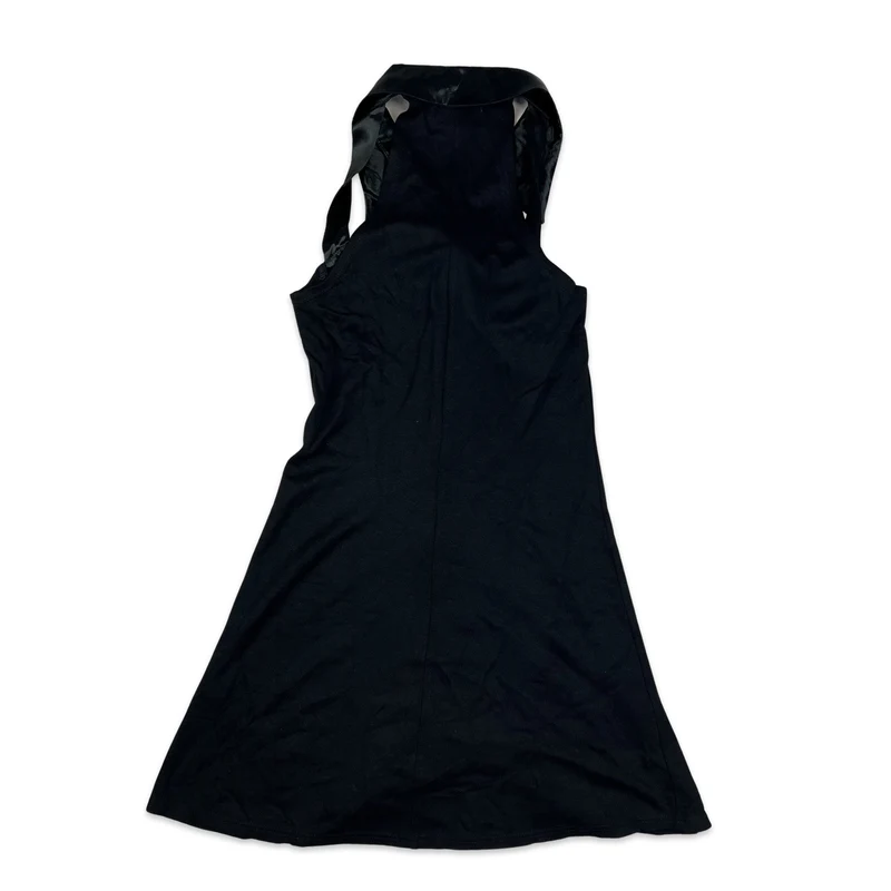 Vintage 90s Racer Back Collar Dress Black 8 10