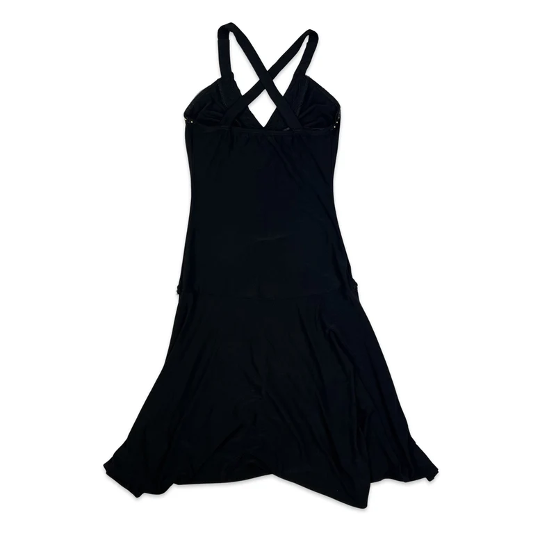Vintage 90s Midi Slip Dress Black 6 8